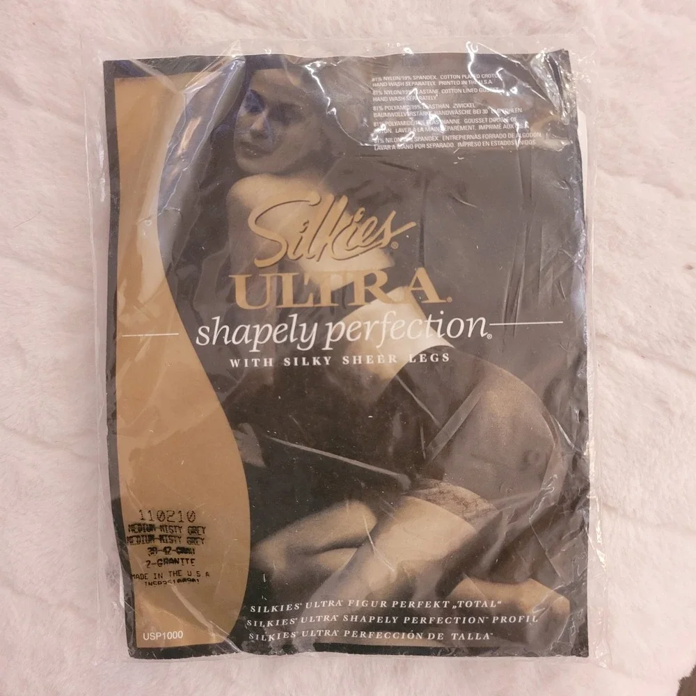 Silkies Ultra Shapely Perfection Sheer Control Top Hosiery Misty Grey Medium NWT